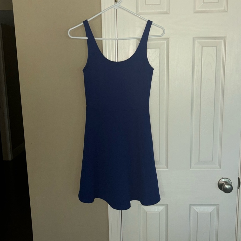 short blue formal dress